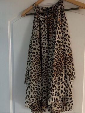 Saks Fifth Avenue Leopard Print butterfly sleeveless top size XS